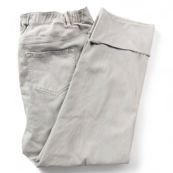 J. Jill Women’s High Rise Green Denim Crop Jeans 18 Cuffed Stretch Straight Leg - Picture 12 of 12